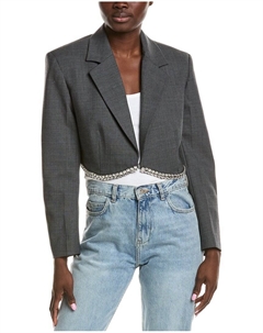 Сандеро Блейзер из шерстяной смеси с декорированным краем, серый Sandro