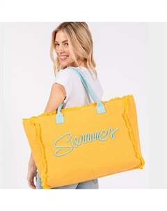 Летняя сумка-шопер с вышитой бахромой из холста, желтый Fashnzfab