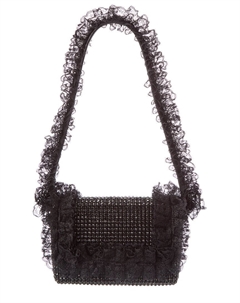 Кристальная отделка кружевом сумка через плечо, черный Self-portrait