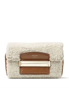 Кремовая разноцветная сумка через плечо из овчины Carolina Jimmy choo