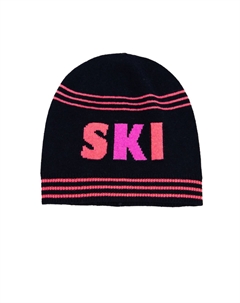 Детская полосатая шапка для катания на лыжах в черно-розовую полоску Autumn cashmere