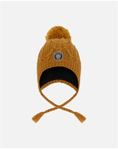 Коричневая сахарная шапка с помпоном на зиму Deux par deux