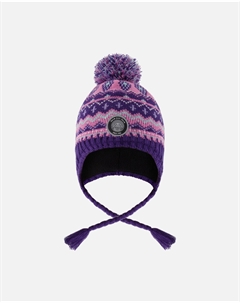 Перуанская вязаная шапка с помпоном в фиолетово-розовых тонах Deux par deux
