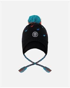 Черная зимняя перуанская вязаная шапка с помпоном Deux par deux