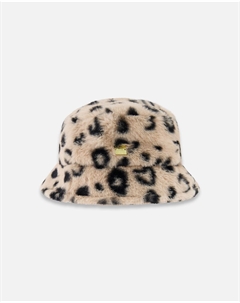 Принтованная искусственная меховая шляпа-ведро, бежевый Deux par deux