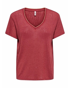 Футболка с V-образным вырезом красный Only