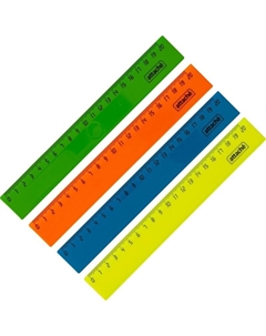 Линейка 20 см пластиковая разноцветный (4 штуки в упаковке) Attache