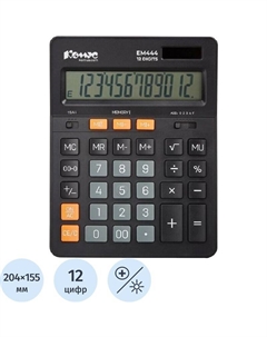 Калькулятор настольный EM444 12-разрядный черный 204x155x35 мм Комус