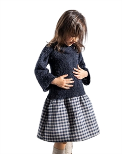 Платье для девочек с заниженной талией в сине-многоцветном Petit indi