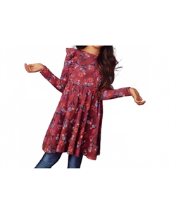 Балетное платье с рюшами на плечах в винтажных французских цветах красное Tea collection