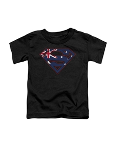 Футболка с коротким рукавом для малышей с австралийским щитом Супермена, черный Gildan