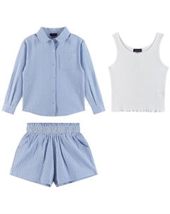 Комплект из рубашки с плетеными пуговицами, синий Andy & evan