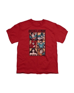 Футболка с коротким рукавом для подростков Justice League of America с грубыми панелями, красный Gildan