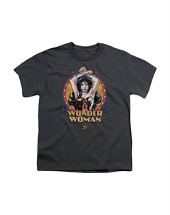 Футболка с коротким рукавом для подростков "Могучая женщина" Justice League of America, Charcoal Gildan