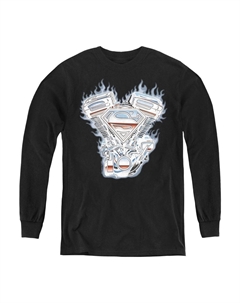 Футболка с длинным рукавом для детей с логотипом Superman V Twin, черный Gildan