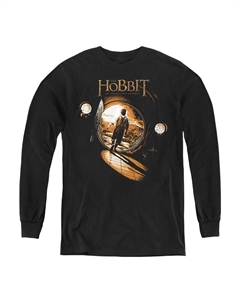 Футболка с длинным рукавом The Hobbit Hobbit Hole для детей, черный Gildan