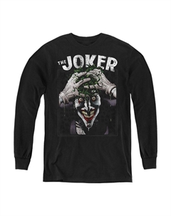 Батмен: Безумный Джокер молодежный худи с длинным рукавом, черный Gildan