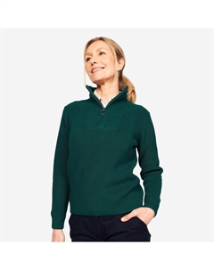 Женская гольфовая полузамковая вязаная кофта MW500 зелёная Inesis