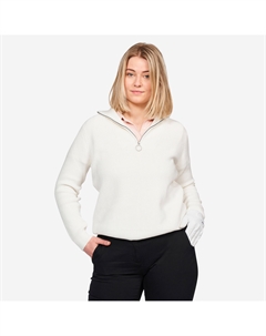 Женская гольфовая полузамковая вязаная кофта MW500 бежевая Inesis