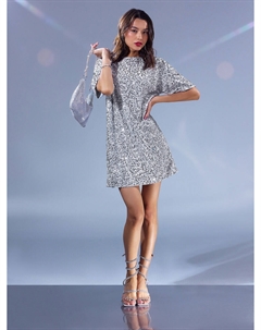 Платье женское новогоднее серебристо-серое с пайетками Mark formelle