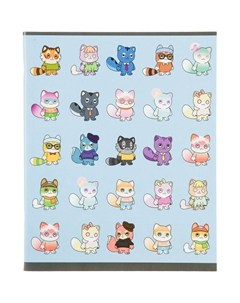 Тетрадь общая №1 School NFT Котики А5 96 листов в клетку на скрепке обложка с рисунком ВД-лак Комус