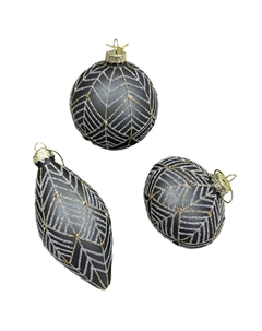 Подвеска Серые узоры 8см серая в ассортименте стекло Нет марки