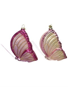 Подвеска Бабочка 12,5см стекло розовый в асс-те Kaemingk