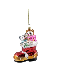 Подвеска Котики в сапожке 11,5см стекло мультиколор Maxijoy