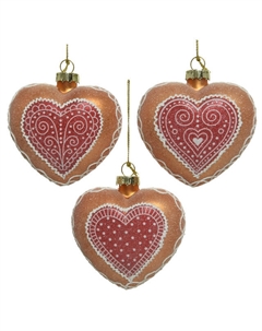 Подвеска Пряничное сердце 10см стекло розовый в асс-те Kaemingk