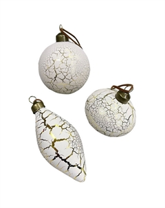 Подвеска Новогодняя 8см бежевая в ассортименте стекло Нет марки