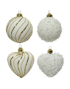 Подвеска Новогодняя 8см стекло белая в асс-те Kaemingk