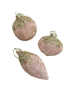 Подвеска Новогодняя 8см стекло, бархат розовый в асс-те Нет марки