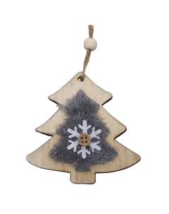 Подвеска Елочка со снежинкой 8,5см дерево Maxijoy