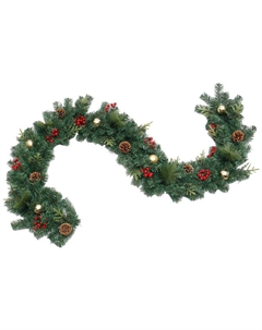 Гирлянда еловая MAXIJOY 200см с шишками, шарами, ягодами Нет марки