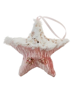 Подвеска Звезда 12см текстиль розовый Нет марки