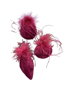 Подвеска Перья 8см стекло, бархат красный в асс-те Нет марки