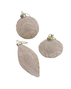 Подвеска Новогодний лист 8см бежевая в ассортименте стекло Нет марки