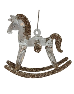 Подвеска Лошадка 8см стекло прозрачный Maxijoy
