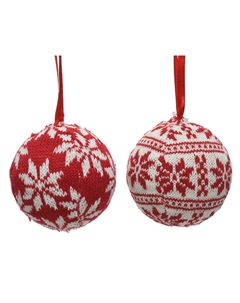 Шар 80мм с декором пенопласт красно-белый в асс-те Kaemingk