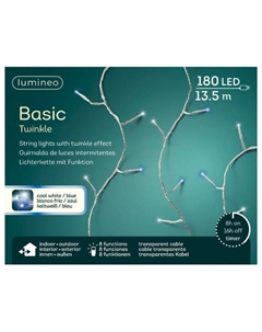 Гирлянда 13,5м 180ламп голубой/холодный белый эффект мерцания Kaemingk