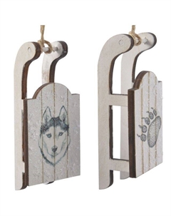 Подвеска Санки 10см дерево молочный в асс-те Kaemingk