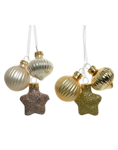 Подвеска Новогоднее трио 11,5см стекло жемчужный/золотой в асс-те Kaemingk