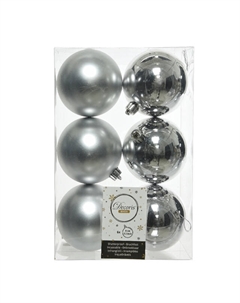 Набор шаров 80мм 6шт пластик серебро Kaemingk