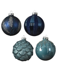 Шар 80мм Декоративный стекло синий/голубой в асс-те Kaemingk