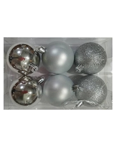 Набор шаров 60мм 6шт пластик серебро микс Нет марки