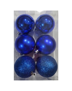 Набор шаров 60мм 6шт пластик синий микс Нет марки
