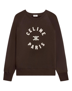 SS25 Triomphe Свитер из хлопкового флиса Женский Какао-браун Celine