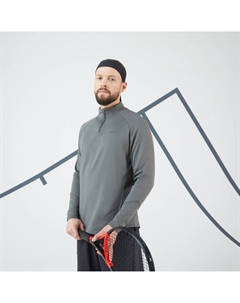 Мужская теннисная полу-зипповая кофта — серый/хаки Kuikma