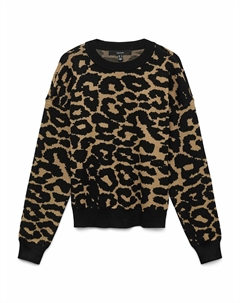 Джемпер с круглым вырезом с леопардовым рисунком рукав длинный другие Vero moda