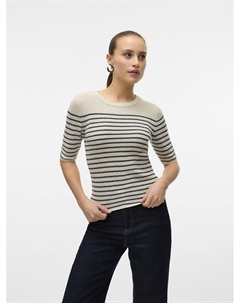 Пуловер с круглым вырезом и рукавами 34 синий Vero moda